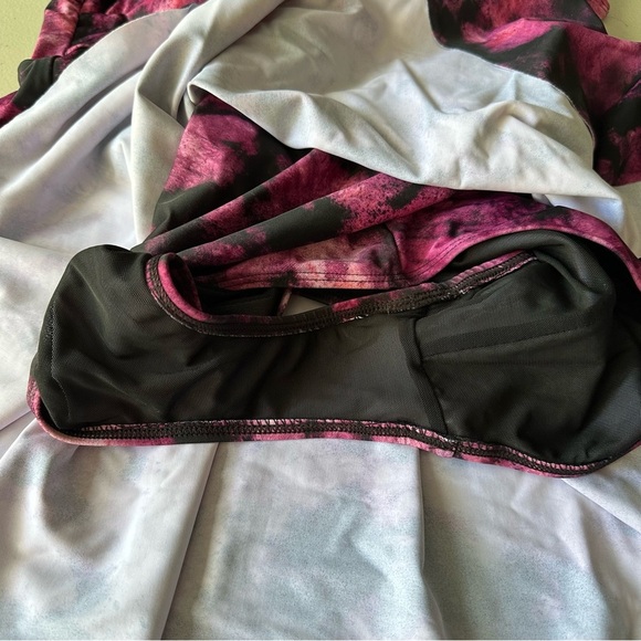 Torrid Wireless Short Asymmetrical Swim Dress With Brief 2X Black & Pink Tie Dye - Picture 6 of 12